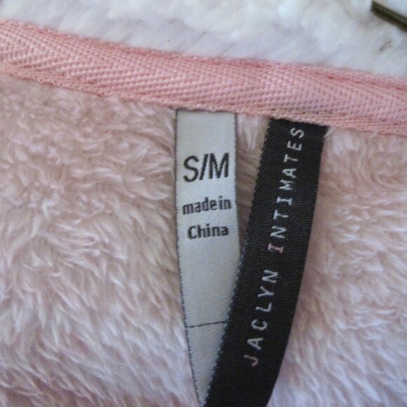 JACLYN-Intimates-Women Size S/M-Deluxe Touch Lounge Robe-Pink/White-Pockets-NEW - Picture 3 of 6